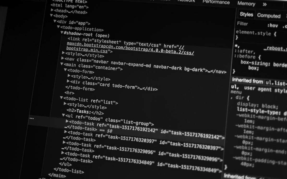 Code on a dark screen